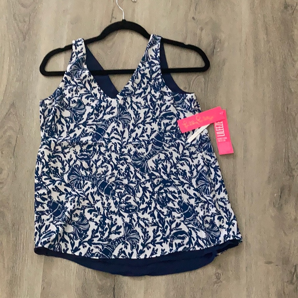 Lilly Pulitzer Florin Sleeveless VNeck, Oyster Bay Blue